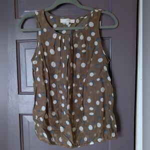 LOFT Brown Polka Dot Top